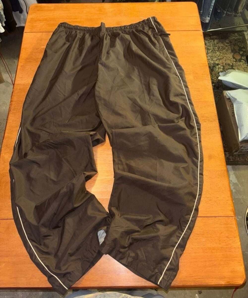 Unbranded blank vintage baggy Brown Nylon Windbreaker Track Pants Size 3X